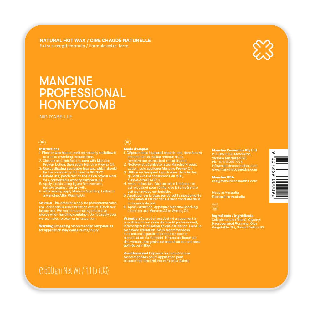 Mancine Professional Natural Hot Wax / Honeycomb 500g