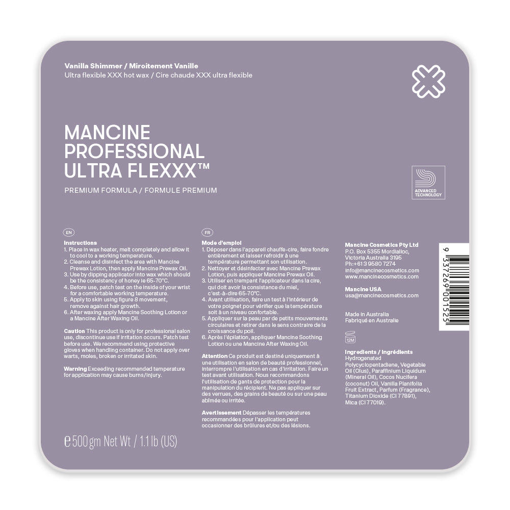 Mancine Professional Ultra Flexxx™ Hot Wax / Vanilla Shimmer 500g