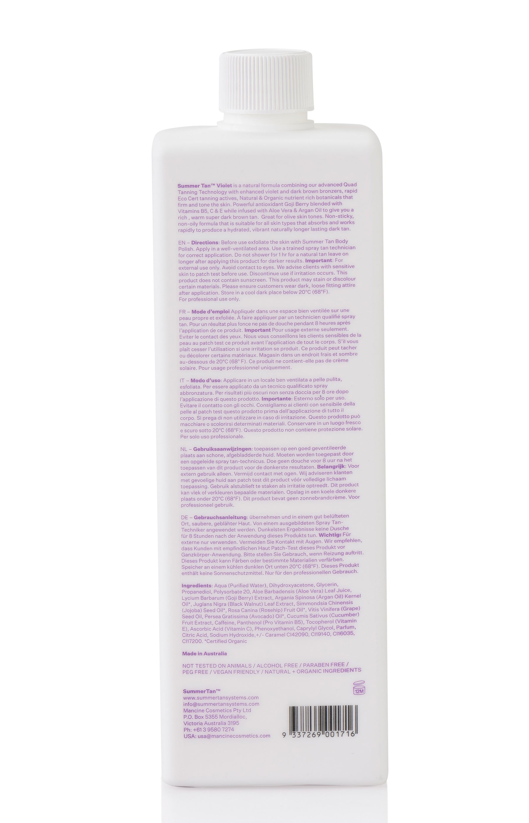 Summer Tan™ Professional / Violet Exotic 12% Spray Mist / Dark 1 Litre