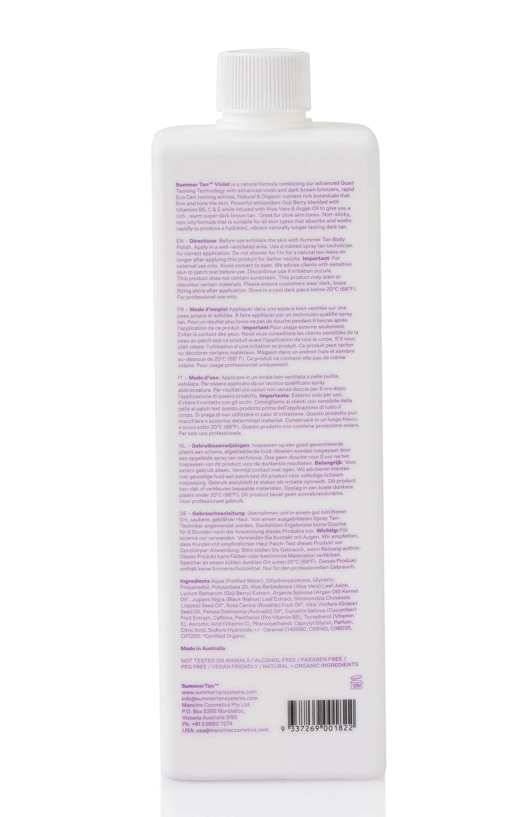 Summer Tan™ Professional / Violet Intense 14% Spray Mist / Ultra Dark 1 Litre