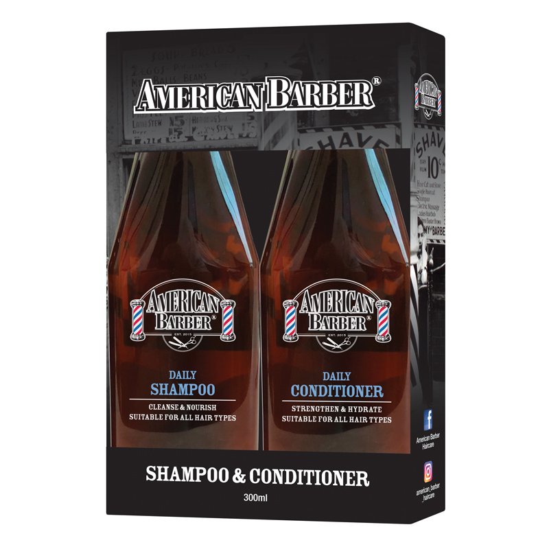 American Barber Daily Shampoo/Conditioner 300ml DUO