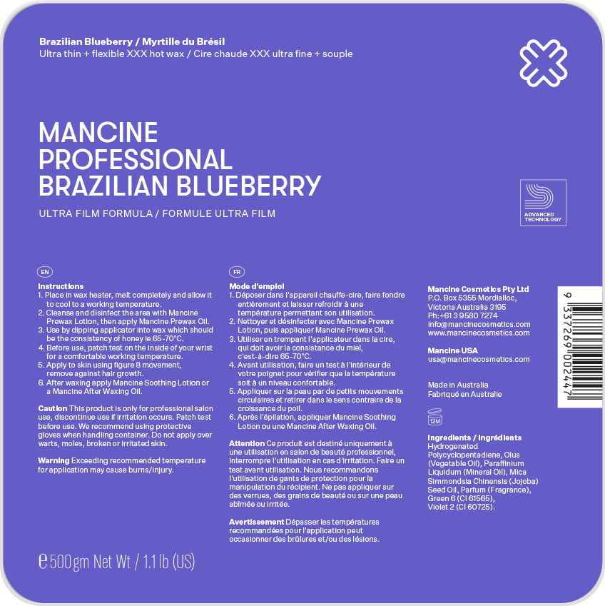 Mancine Professional Ultra Film Hot Wax: Brazilian Blueberry 500g NEW