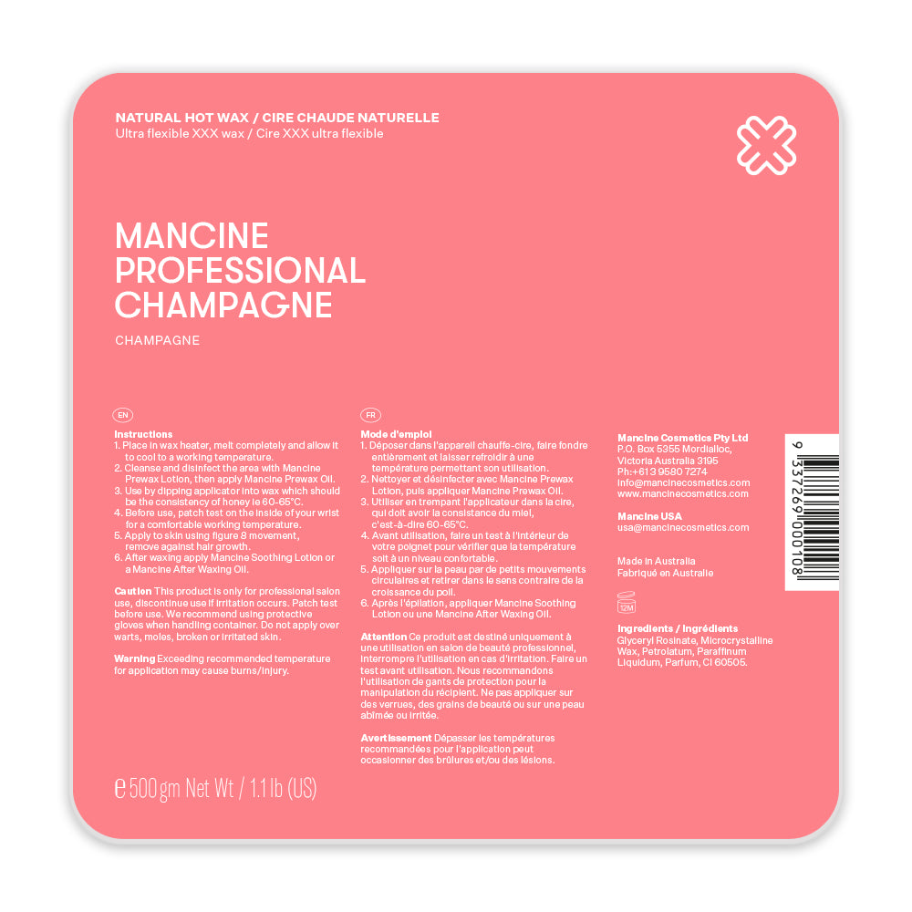 Mancine Professional Natural Hot Wax: Champagne 500g